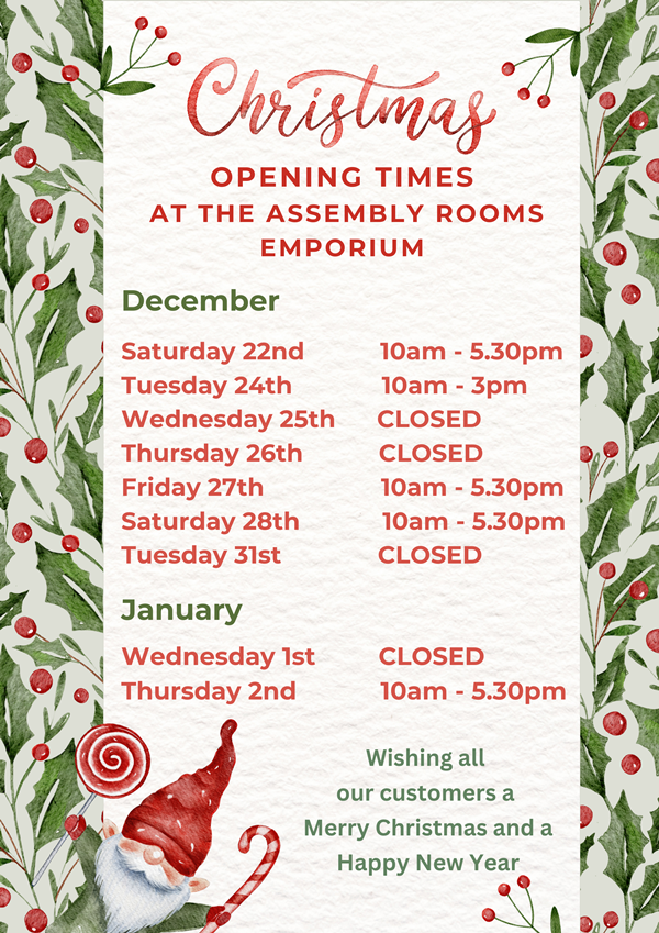 Christmas and New Year Opening at the Assembly Rooms Emporium 2024