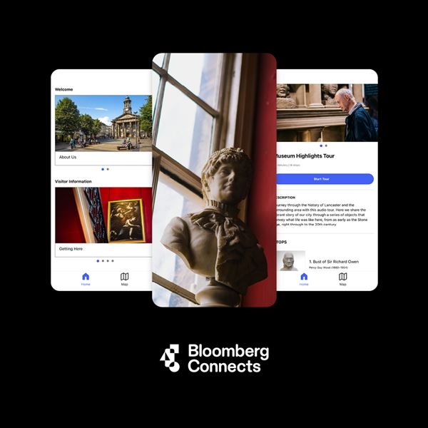 Bloomberg logo and various screenshots from the app.