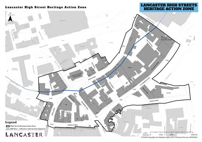 The area covered by the Lancaster High Streets Heriatge Action Zone