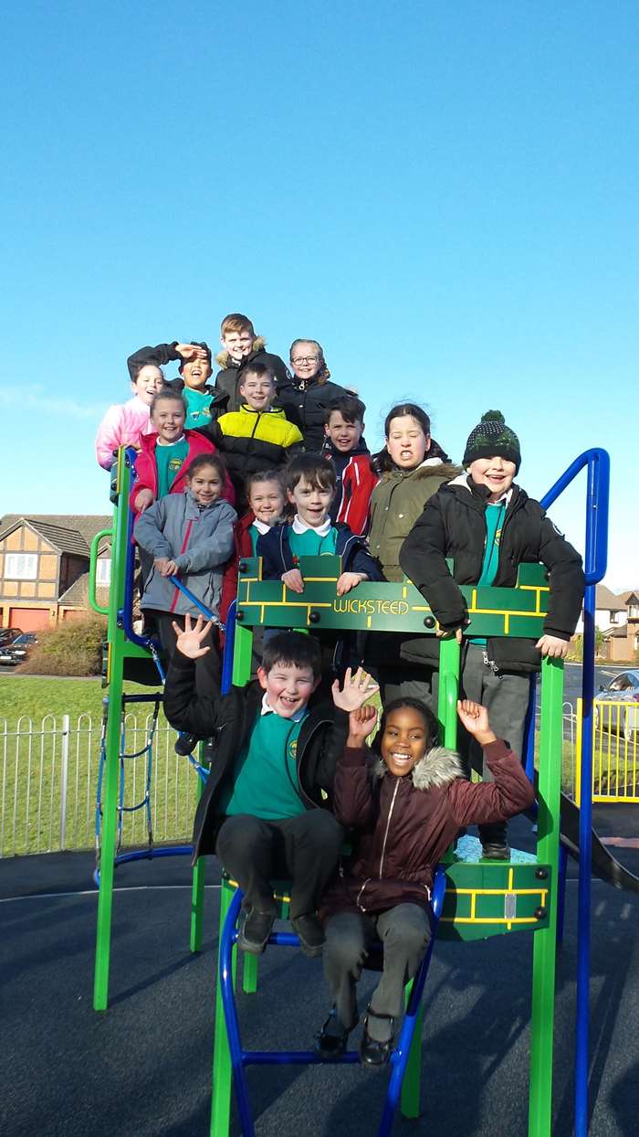 Children from Grosvenor Park Primary School celebrate opening of new play on their patch