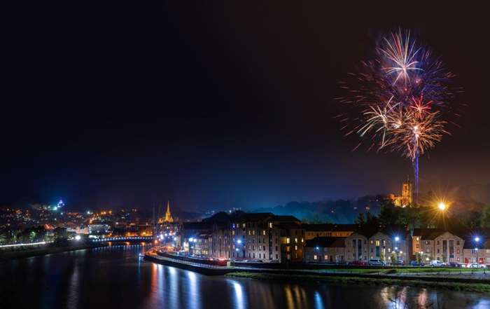 Fireworks over the River Lune and St George's Quay. Photo: Robin Zahler